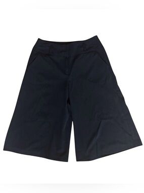 New Directions Black Wide Leg Culottes Cropped Pants Bermuda Shorts Sz 10